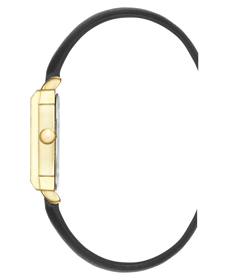 Nine West Women's Quartz Regency Black Leather and Gold-Tone Watch, 27mm