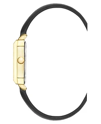 Nine West Women's Quartz Regency Black Leather and Gold-Tone Watch, 27mm