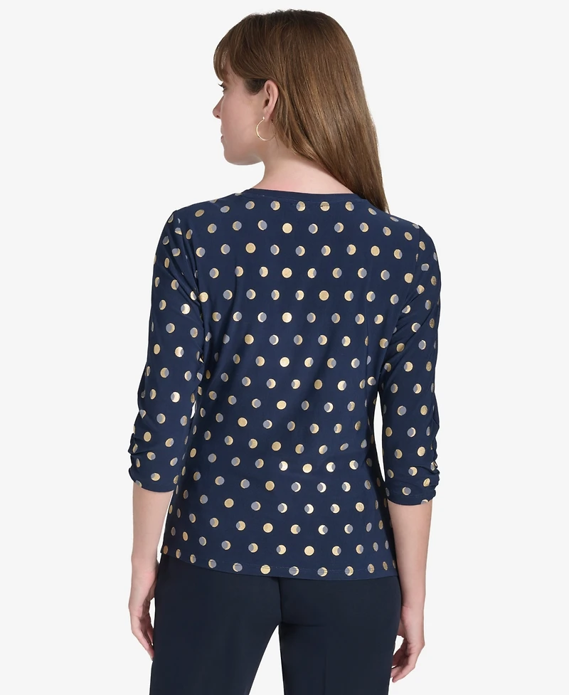 Tommy Hilfiger Women's Crew Neck Moondance Dot Top