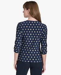 Tommy Hilfiger Women's Crew Neck Moondance Dot Top