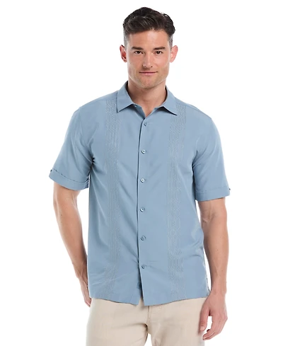 Cubavera Men's Big & Tall Yarndye Panels Geo-Pattern Button Down Shirt