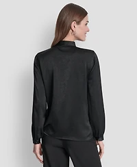 Dkny Women's Crushed Satin Long Sleeve Blouse