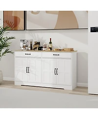 Casainc 55.91" Farmhouse Sideboard Buffet Cabinet with 2 Drawers and 4 Doors for Dining Storage