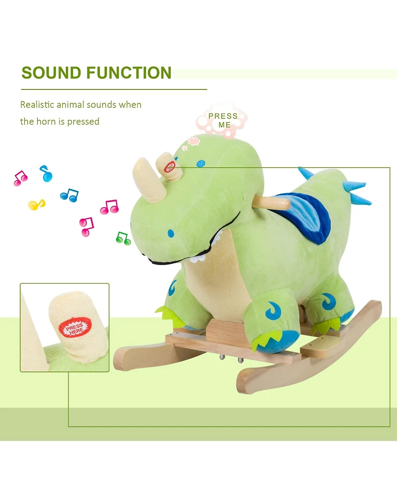 Qaba Rocking Horse Dinosaur Rocker with Realistic Sounds