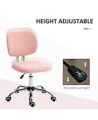 Vinsetto Fluffy Home Office Chair with Adjustable Height, Armless