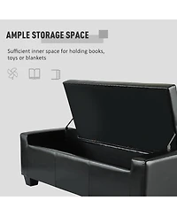 Homcom Modern Ottoman Bench Seat Faux Leather Sofa Shoe Storage Footrest