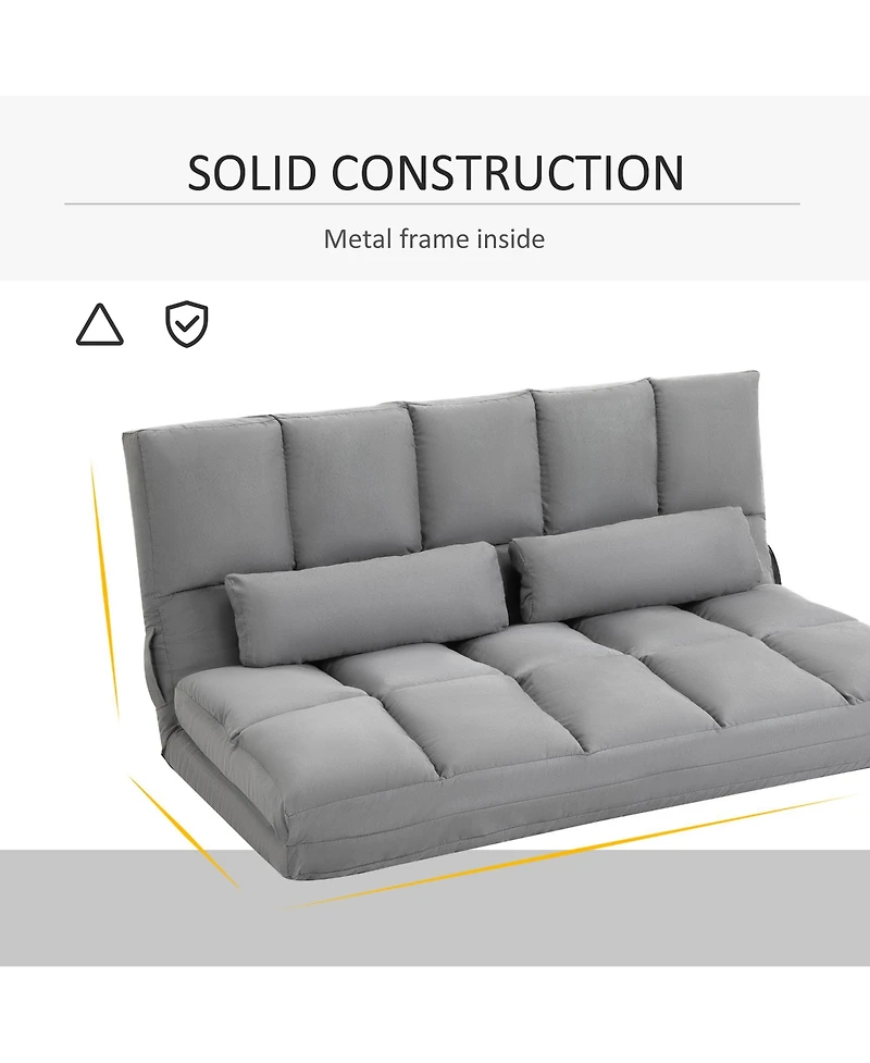Homcom Convertible Floor Sofa with Adjustable Backrest and Headrest