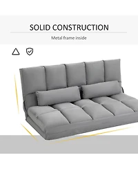 Homcom Convertible Floor Sofa with Adjustable Backrest and Headrest