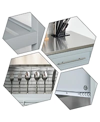 Homcom Kitchen Cart Rolling Trolley Shelves Drawers Cabinet Stainless Steel Top