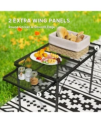 Outsunny Folding Grill Table, 4.5ft Portable Camping Table w/ Wing Panels