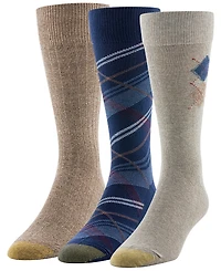 Gold Toe Men's 3-Pack Brooks Argyle Reinforced Toe Crew Socks