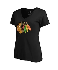 Fanatics Women's Black Chicago Blackhawks Core Primary V-Neck T-Shirt