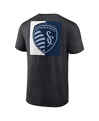 Fanatics Men's Heather Charcoal Sporting Kansas City Iconic Blocked-Out T-Shirt