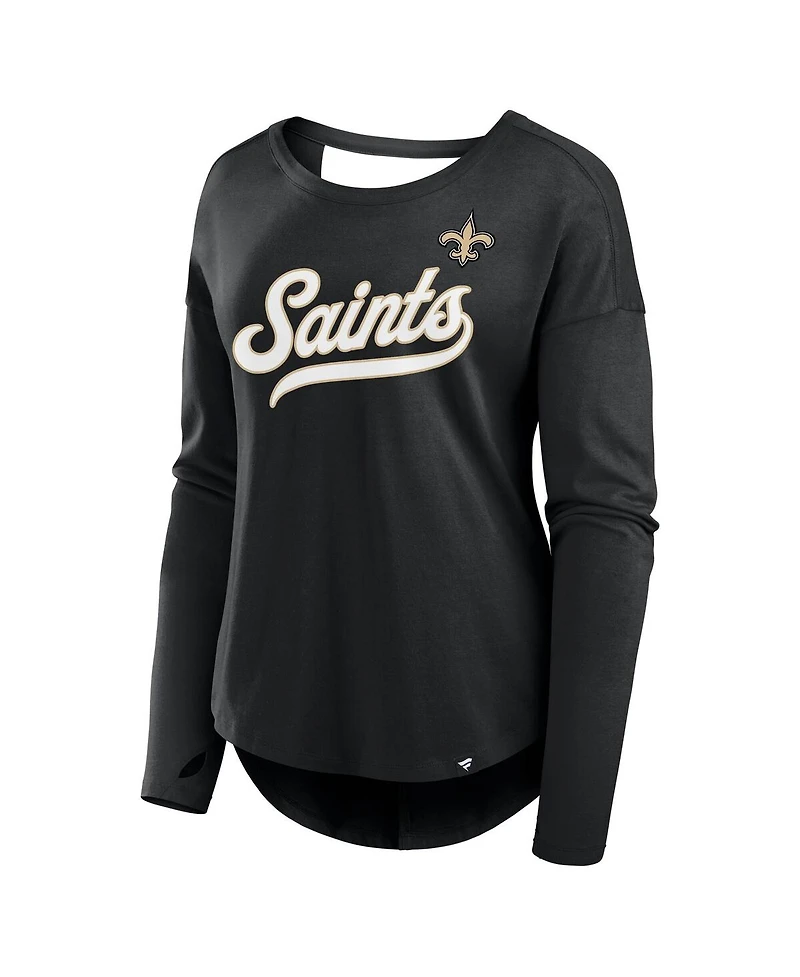 Fanatics Women's Black New Orleans Saints Core Long Sleeve Fashion T-Shirt
