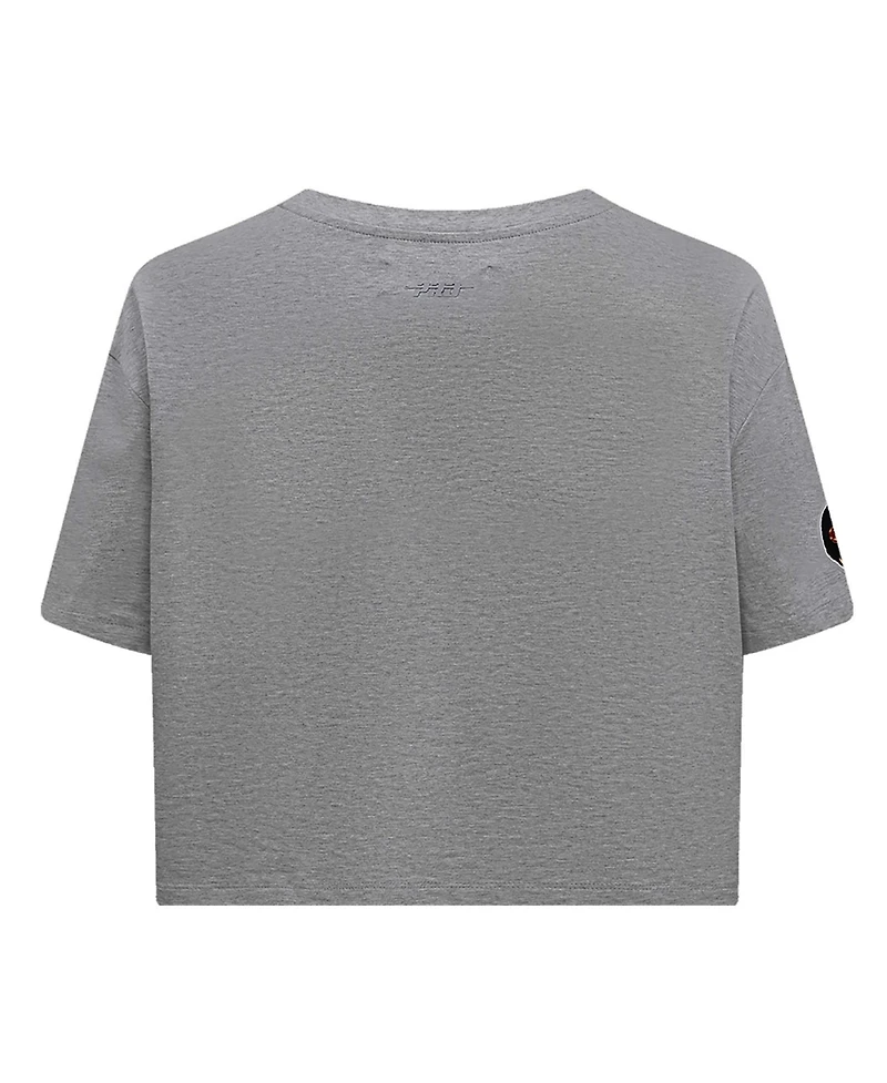 Pro Standard Women's Heather Charcoal Florida State Seminoles Tonal Neutral Boxy Cropped T-Shirt