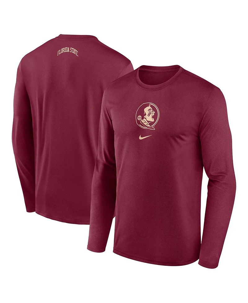 Nike Men's Garnet Florida State Seminoles On-Court Basketball Shootaround Performance Long Sleeve T-Shirt
