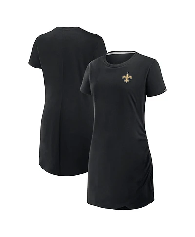 Fanatics Women's Black New Orleans Saints Ruched Drape T-Shirt Dress