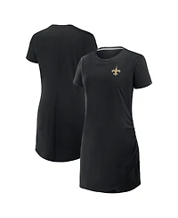 Fanatics Women's Black New Orleans Saints Ruched Drape T-Shirt Dress
