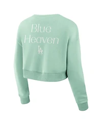 Fanatics Women's Mint Los Angeles Dodgers Studio Cropped Pullover Sweatshirt