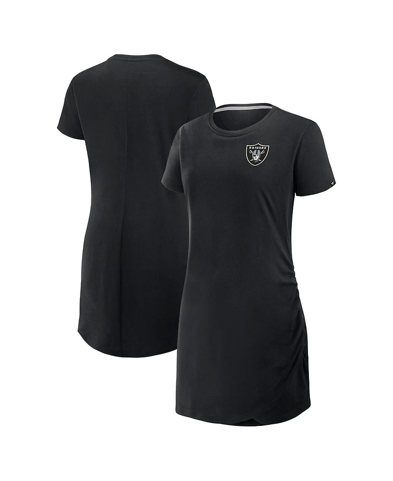 Fanatics Women's Black Las Vegas Raiders Ruched Drape T-Shirt Dress