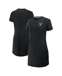 Fanatics Women's Black Las Vegas Raiders Ruched Drape T-Shirt Dress
