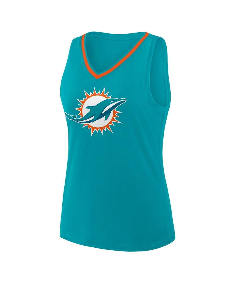 Logo Athletic Women's Aqua Miami Dolphins Stellar Win V-Neck Tank Top