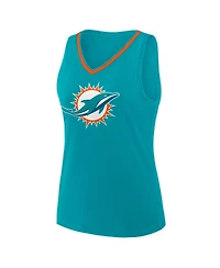 Logo Athletic Women's Aqua Miami Dolphins Stellar Win V-Neck Tank Top
