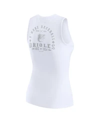 Wear by Erin Andrews Women's White Baltimore Orioles Rib-Knit Henley Tank Top