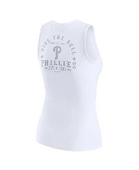 Wear by Erin Andrews Women's White Philadelphia Phillies Rib-Knit Henley Tank Top