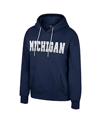 Colosseum Women's Navy Michigan Wolverines Reflection Rhinestone Drawcord Pullover Hoodie