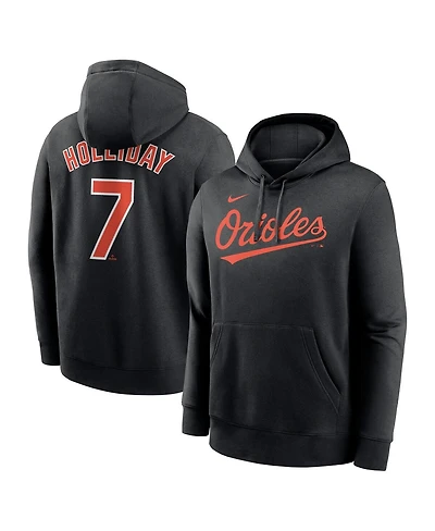 Nike Men's Jackson Holliday Black Baltimore Orioles Player Name Number Club Fleece Pullover Hoodie