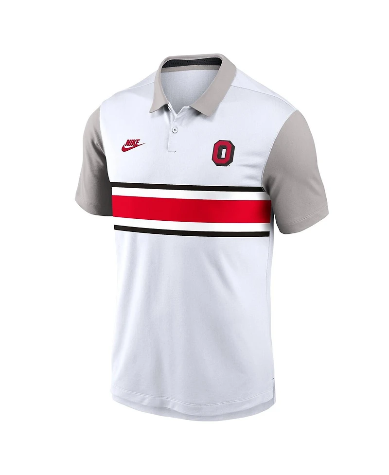 Nike Men's White/Gray Ohio State Buckeyes Athletic Prep Legacy Logo Vapor Performance Polo Shirt