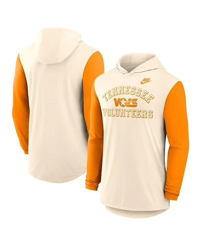 Nike Men's Natural/Tennessee Orange Tennessee Volunteers Legacy Color-Block Tri-Blend Performance Long Sleeve Hoodie T-Shirt