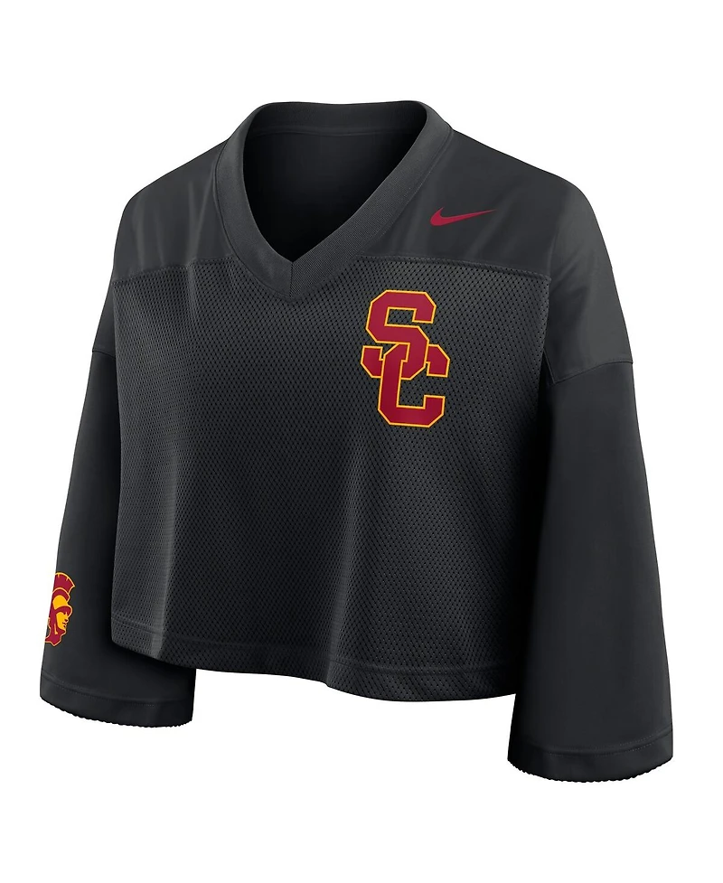 Nike Women's Black Usc Trojans Cropped Mesh Fashion Jersey
