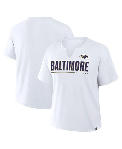 Fanatics Women's White Baltimore Ravens Redzone Slub Boxy T-Shirt