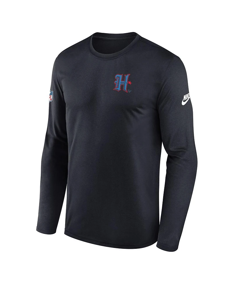 Nike Men's Navy Houston Texans Legend Small Logo Performance Long Sleeve T-Shirt