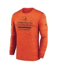 Nike Men's Orange Cleveland Browns Sideline Velocity Performance Long Sleeve T-Shirt