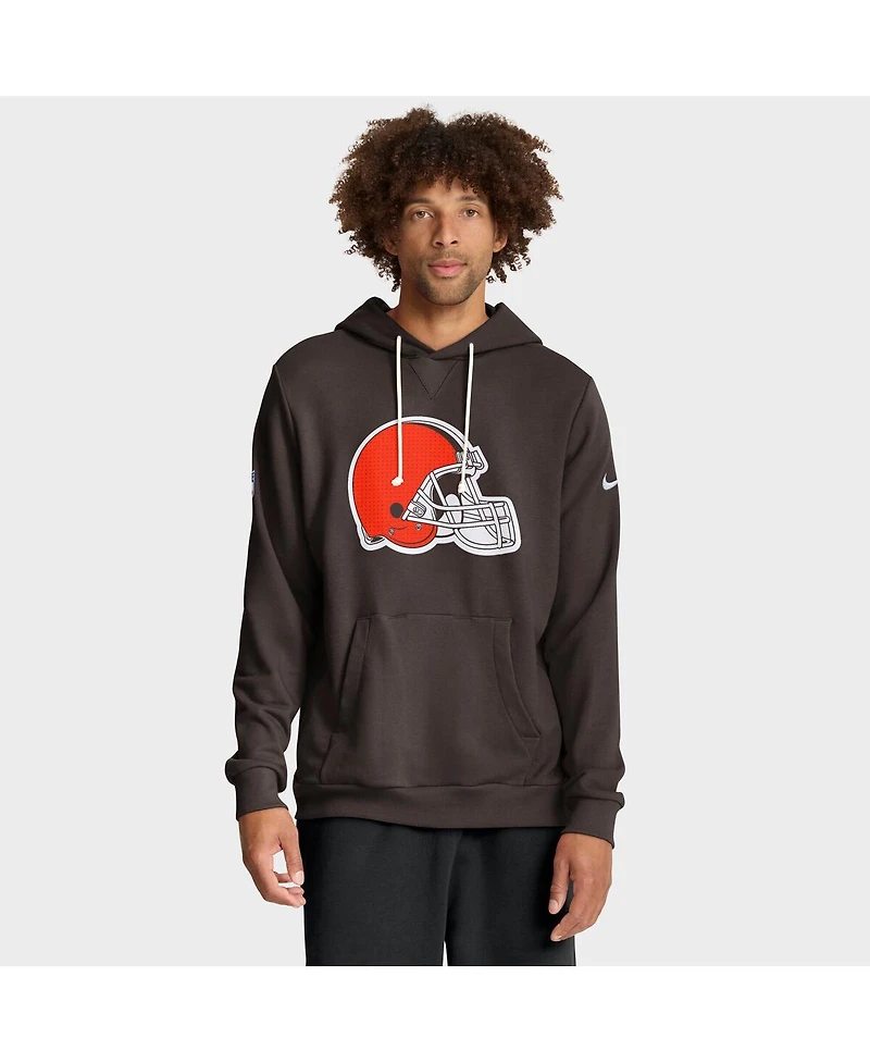 Nike Men's Brown Cleveland Browns Sideline Initial Home Performance Pullover Hoodie