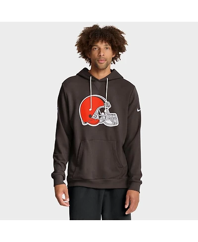 Nike Men's Brown Cleveland Browns Sideline Initial Home Performance Pullover Hoodie