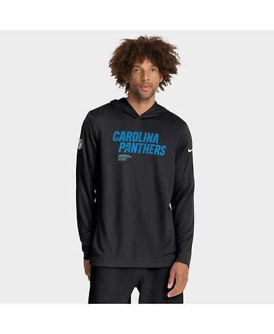 Nike Men's Black Carolina Panthers Sideline Pure Fury Performance Long Sleeve Hoodie T-Shirt