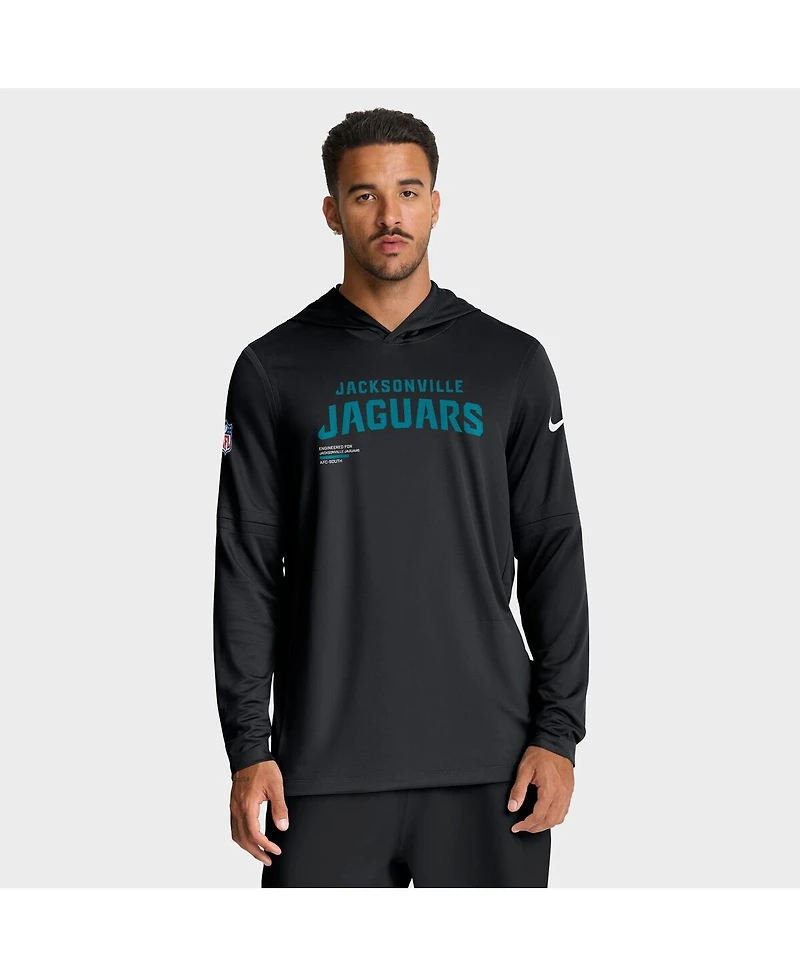 Nike Men's Black Jacksonville Jaguars Sideline Pure Fury Performance Long Sleeve Hoodie T-Shirt