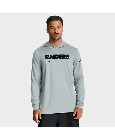 Nike Men's Silver Las Vegas Raiders Sideline Pure Fury Performance Long Sleeve Hoodie T-Shirt