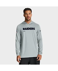 Nike Men's Silver Las Vegas Raiders Sideline Pure Fury Performance Long Sleeve Hoodie T-Shirt