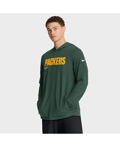 Nike Men's Green Bay Packers Sideline Pure Fury Performance Long Sleeve Hoodie T-Shirt