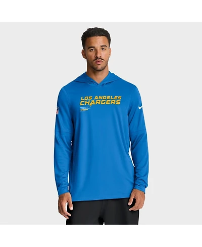 Nike Men's Powder Blue Los Angeles Chargers Sideline Pure Fury Performance Long Sleeve Hoodie T-Shirt