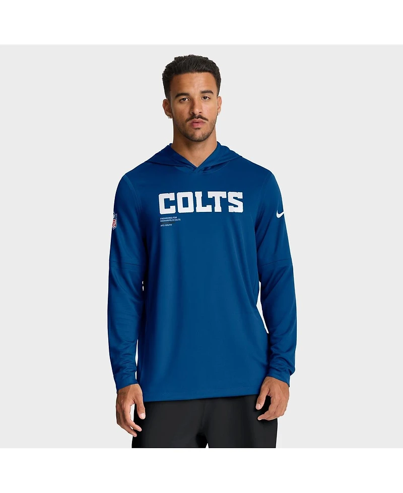 Nike Men's Royal Indianapolis Colts Sideline Pure Fury Performance Long Sleeve Hoodie T-Shirt