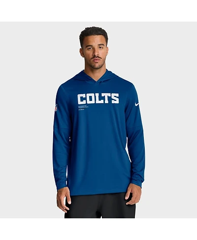 Nike Men's Royal Indianapolis Colts Sideline Pure Fury Performance Long Sleeve Hoodie T-Shirt