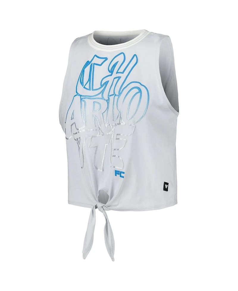 The Wild Collective Women's White Charlotte Fc Twist-Tie Tank Top