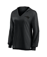 Fanatics Women's New England Patriots Blackout Slub Hoodie V-Neck Long Sleeve T-Shirt