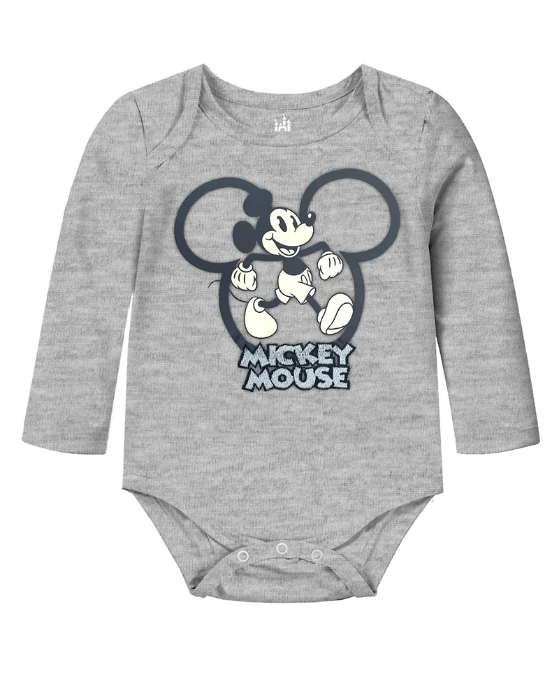 Disney Baby Boys 3-Piece Mickey Mouse Bodysuit, Pants and Hat Set